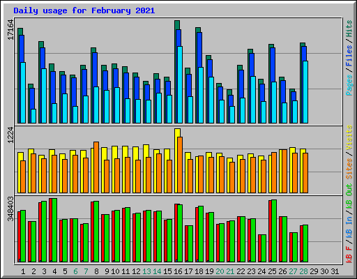 Daily usage for February 2021