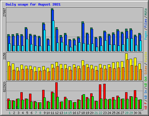 Daily usage for August 2021