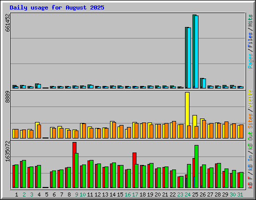 Daily usage for August 2025