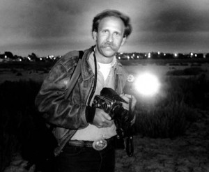 Ken Light with his camera in 1989, shooting images for his 1995 book, Delta Time. Courtesy, Ken Light