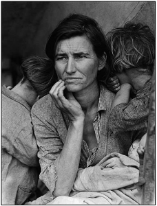Destitute pea-pickers in California; a 32-year-old mother of seven. Library of Congress Prints and Photographs Division, 1936