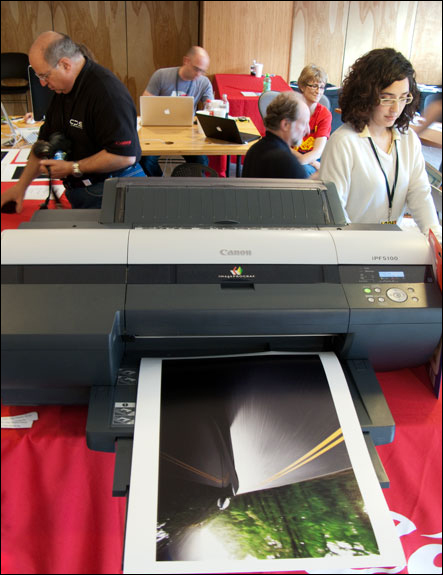 As part of YourSpace exhibition, large Canon color photo printers are available to print on. Courtesy, © Susan Katz 2009