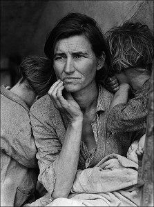 Dorothea Lange, Destitute pea-pickers in California; a 32-year-old mother of seven. Library of Congress Prints and Photographs Division, 1936