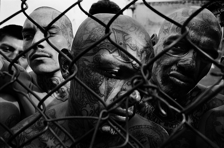 Members of the Mara 18, El Hoyon prison. Image courtesy Victor J. Blue