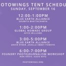Tent Schedule 9:16